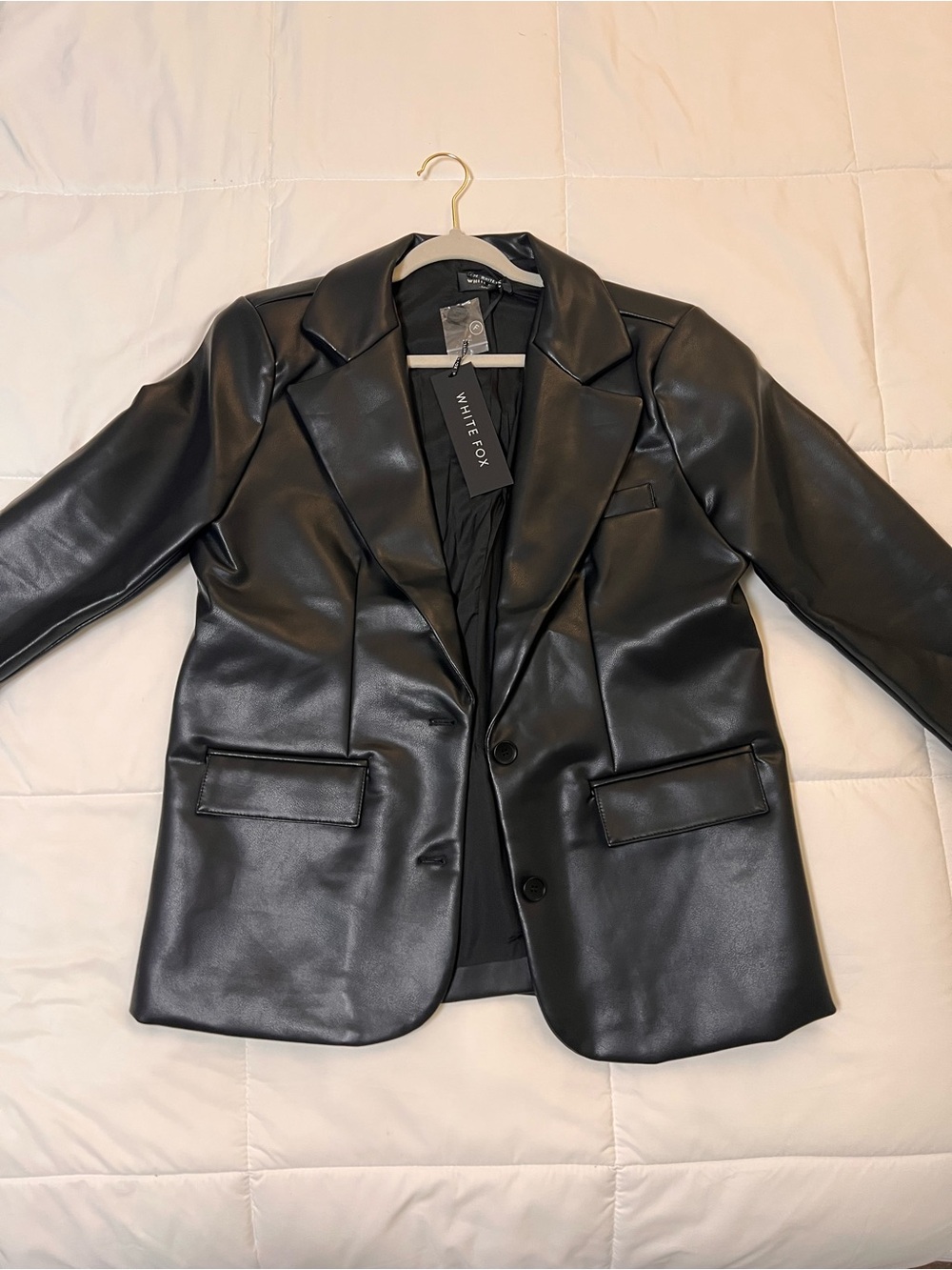 White Fox Boutique Black Faux Leather Blazer